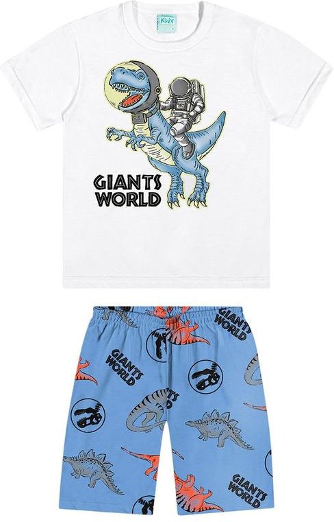 Pijama Infantil Menino Dinossauro Branco