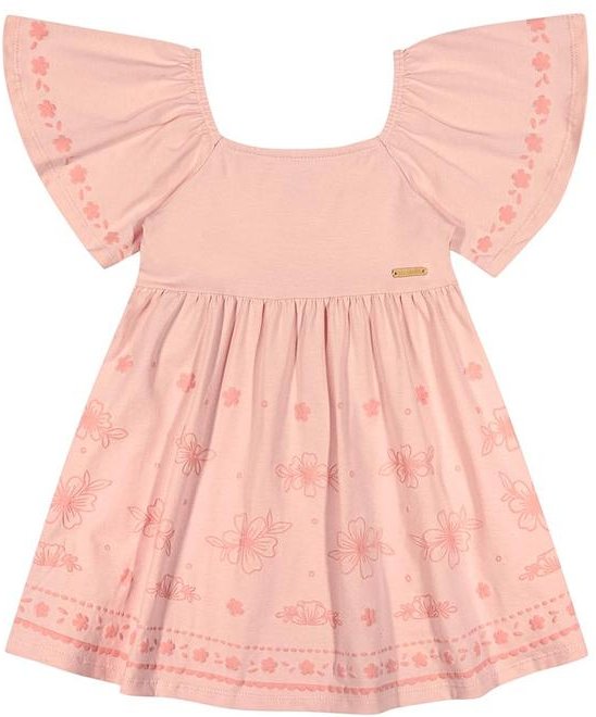 Vestido Infantil Menina Amplo Floral Rosa