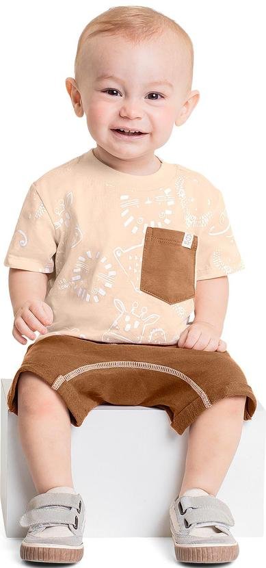 Imagem principal Conjunto Camiseta e Short para Bebê Bege Quimby Quimby