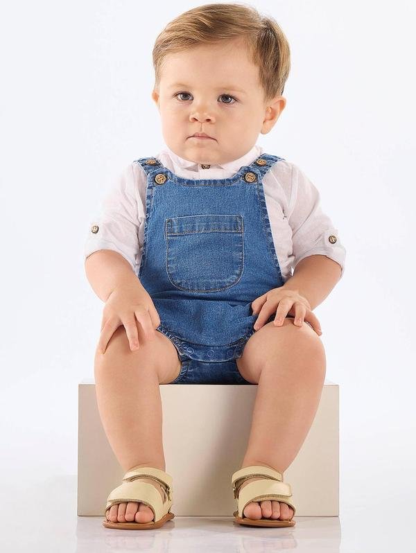 Imagem principal Jardineira Jeans para Bebê Menino Up Baby Azul Up Baby