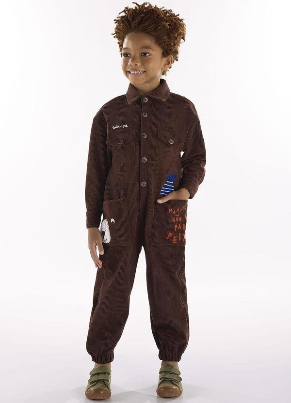 Imagem principal Macacão em Veludo Cotelê Marrom Três e Já Três e Já