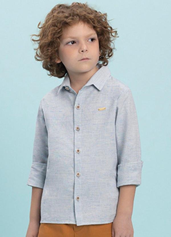 Imagem principal Camisa Menino em Sarja Capri Chambray Azul Ioluig Ioluig