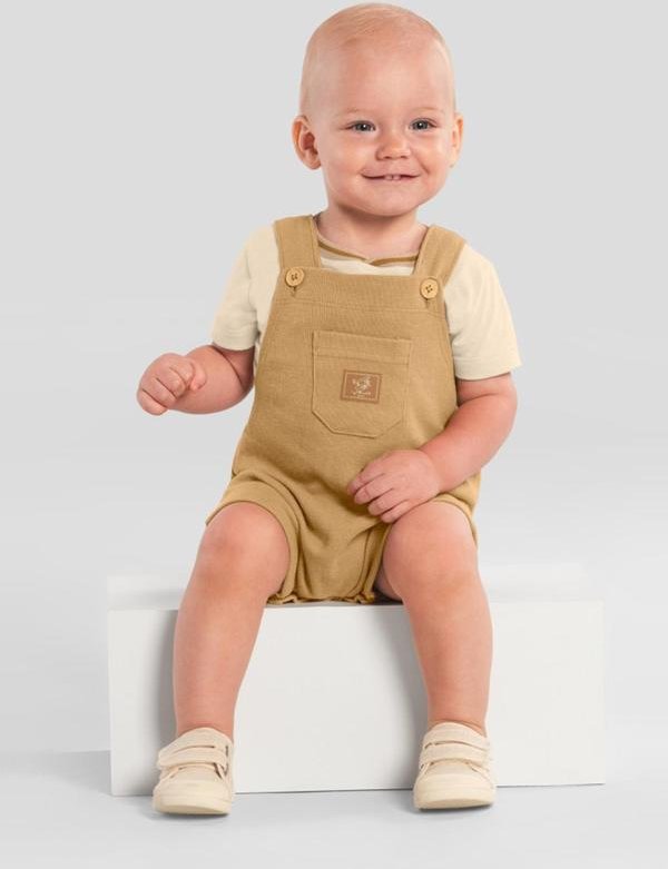 Imagem principal Conjunto Bebê Menino com Jardineira Bege Brandili Mundi Brandili Mundi