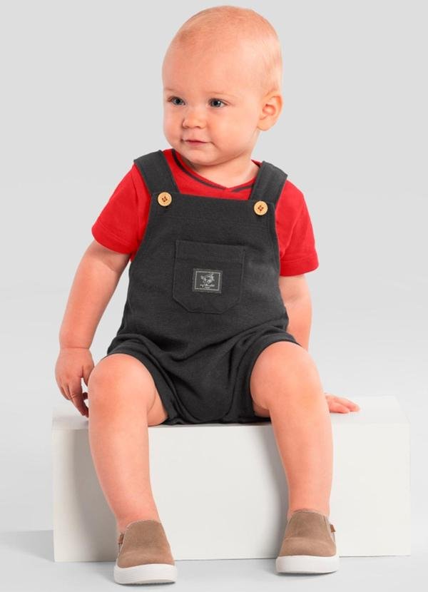 Imagem principal Conjunto Bebê Menino com Jardineira Vermelho Brandili Mundi Brandili Mundi