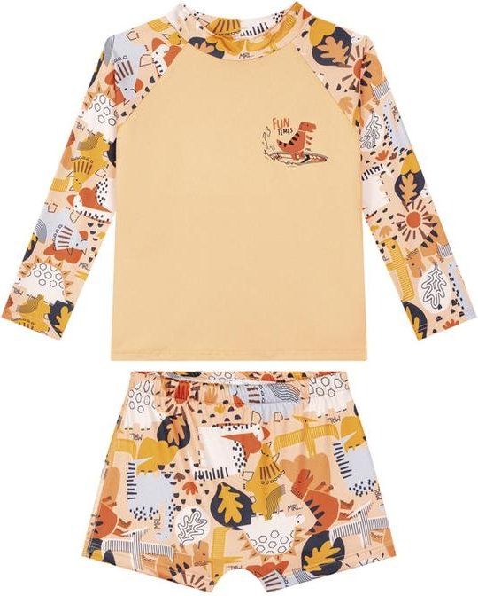 Conjunto Camiseta e Sunga Proteção Uv Laranja