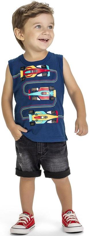 Imagem principal Regata Infantil Menino Estampada Azul Kyly Kyly