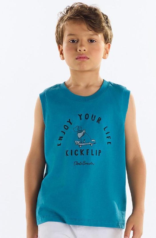 Imagem principal Regata Menino Meia Malha Azul Quimby Quimby