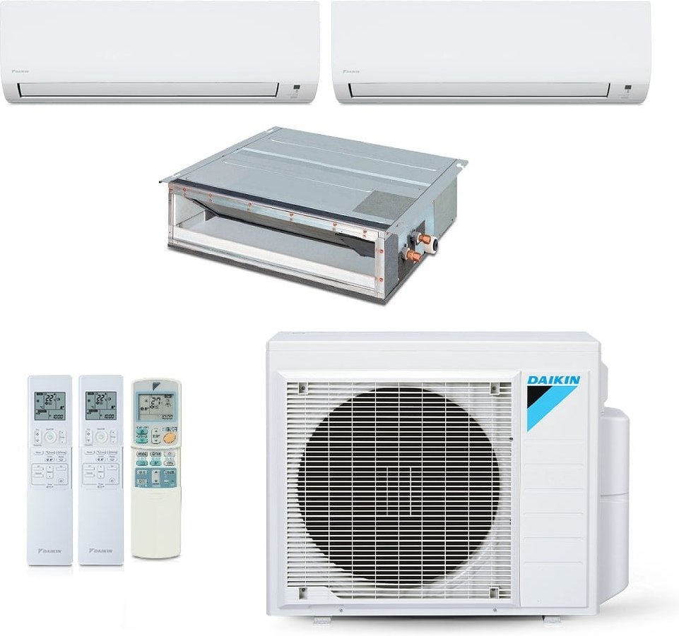 Imagem principal Ar-Condicionado Multi Split Inverter Daikin 24.000 BTUs (2x Evap HW 9.000 + 1 Evap Duto 20.000) Quente/Frio 220V Metal Metal