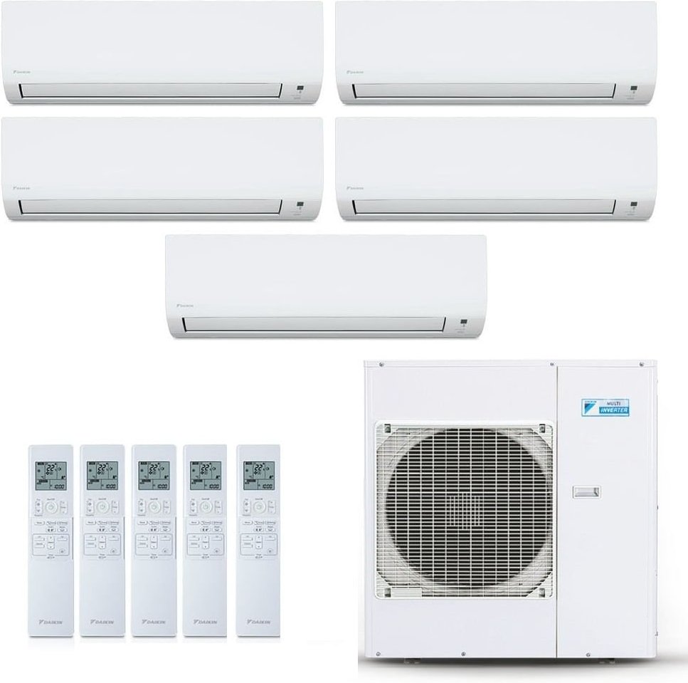 Imagem principal Ar-Condicionado Multi Split Inverter Daikin 38.000 BTUs (4x Evap HW 9.000 + 1x Evap HW 18.000) Quente/Frio 220V Branco Branco