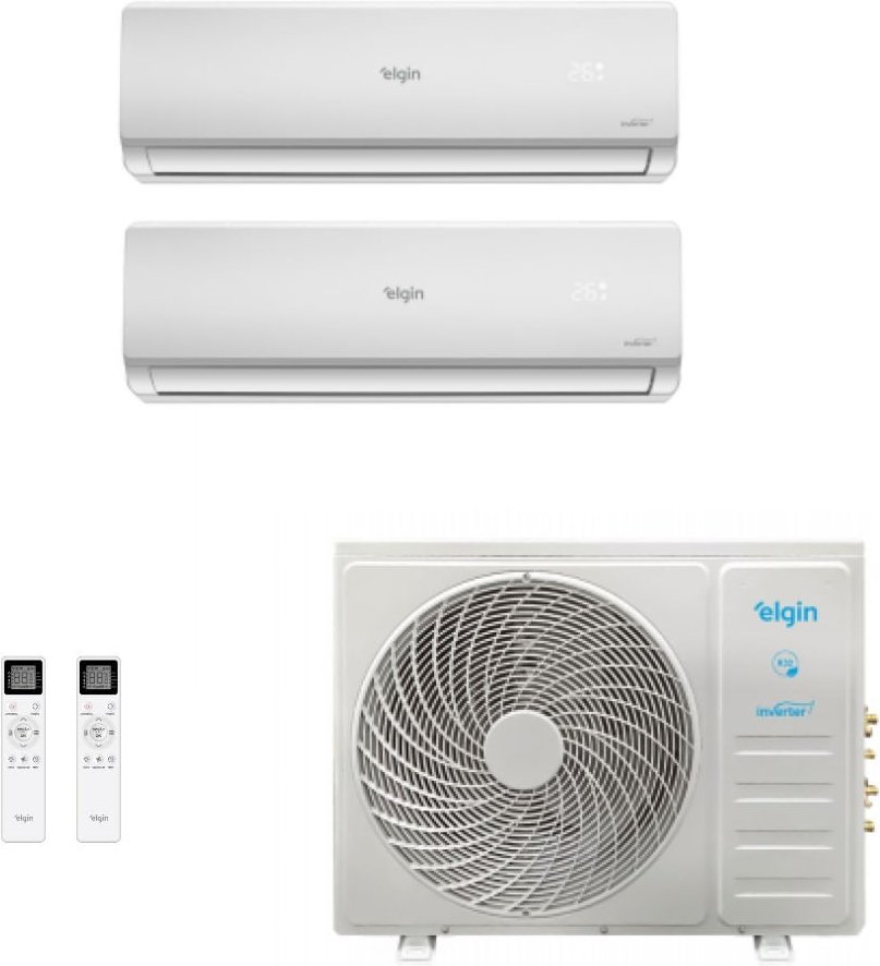 Imagem principal Ar-Condicionado Inverter Bi Split Elgin 18.000 BTUs (2x Evap Hi Wall 9.000) Quente/Frio 220V Branco Branco