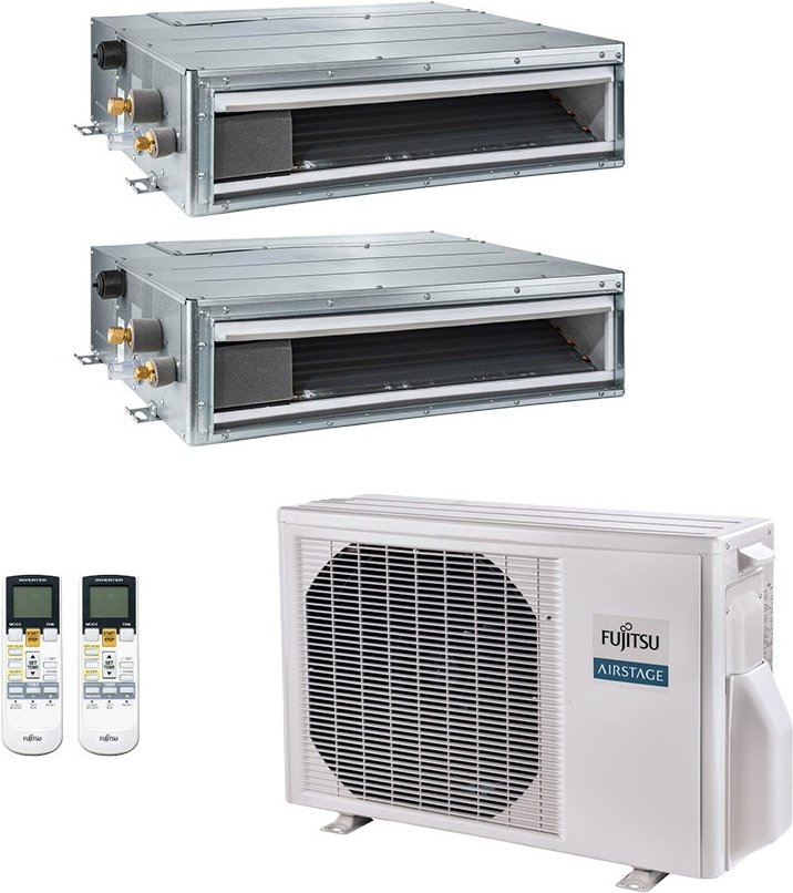 Imagem principal Ar-Condicionado Multi Split Inverter Fujitsu 18.000 BTUs (2x Evap Duto 9.000) Quente/Frio 220V Metal Metal