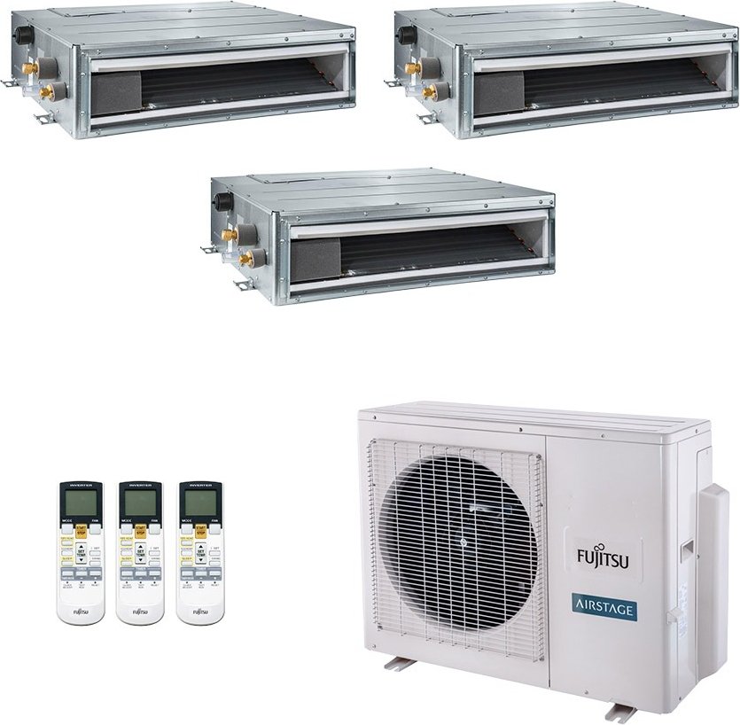 Imagem principal Ar-Condicionado Multi Split Inverter Fujitsu 23.000 (3x Evap Duto 12.000) Quente/Frio 220V Branco Branco