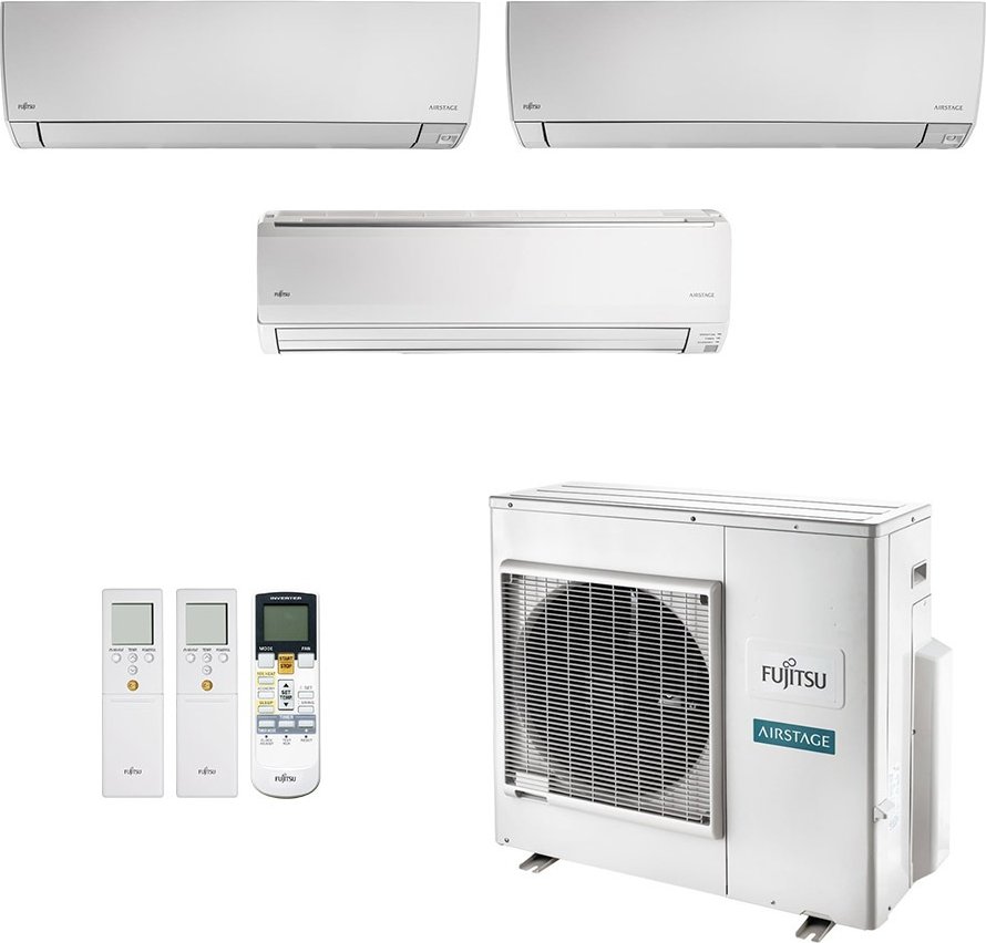 Imagem principal Ar-Condicionado Multi Split Inverter Fujitsu 35.000 (2x Evap HW 12.000 + 1x Evap HW 18.000) Quente/Frio 220V Branco Branco