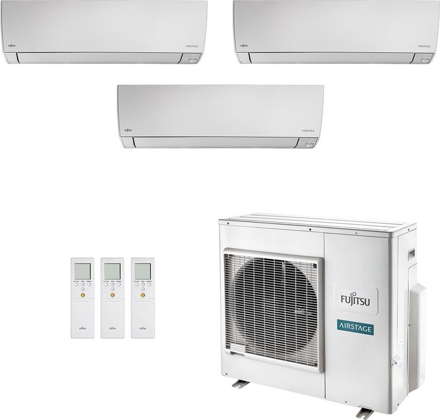 Imagem principal Ar-Condicionado Multi Split Inverter Fujitsu 35.000 (3x Evap HW 12.000) Quente/Frio 220V Branco Branco