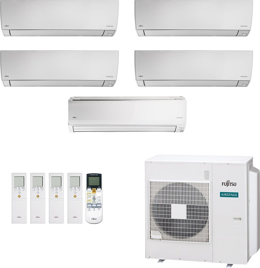 Imagem principal Ar-Condicionado Multi Split Inverter Fujitsu 45.000 (2x Evap HW 7.000 + 2x Evap HW 12.000 + 1x Evap HW 24.000) Quente/Frio 220V Branco Branco