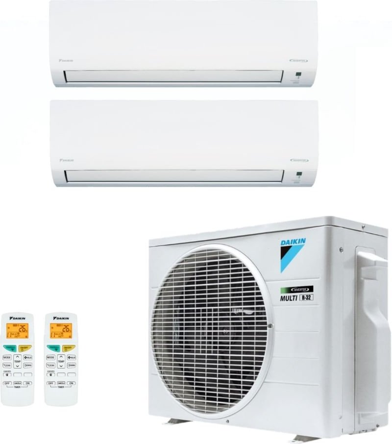 Imagem principal Ar-Condicionado Bi Split Inverter R-32 Daikin 18.000 BTUs (2x Evap HW 12.000) Quente/Frio 220V Branco Branco
