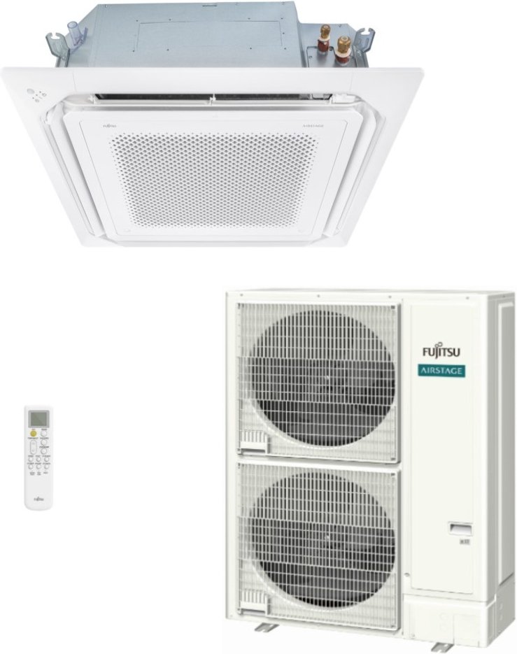Imagem principal Ar-condicionado Split Cassete 4 Vias Inverter Fujitsu Airstage 54.000 BTUs R-32 Quente/Frio 380V Trifásico Branco Branco