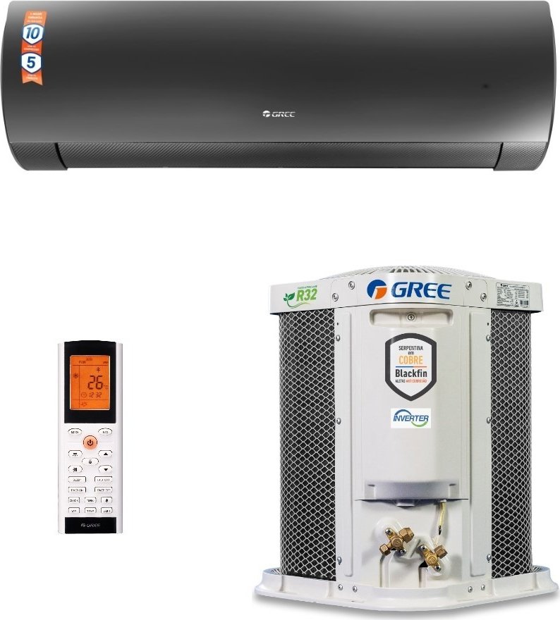 Imagem principal Ar Condicionado Split HW G-Diamond Auto Inverter Wi-Fi Gree 24.000 BTUs Só Frio 220V Preto Pérola Preto Pérola
