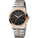Gucci YA126410 Men's G-Timeless 38mm Black Face Two-Tone Watch