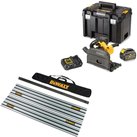 DeWalt DCS520 54v XR Cordless FlexVolt Plunge Saw and Guide Rails Kit 2 x 6ah Li-ion Battery Charger Case