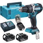 Makita DHP484 18v LXT Cordless Brushless Combi Drill 2 x 5ah Li-ion Battery Charger Case & 21 Accessories