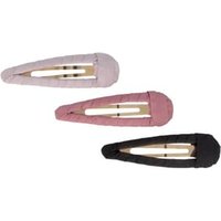 YesStyle Set Of 3 Plain Fabric Hair Clip Set Of 3 Black Light Pink Pale Pink