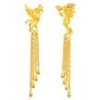 'Dragon & Phoenix' 999.9 Gold Mistmatched Earrings