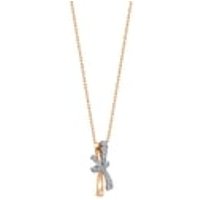 'Love Knot' 18K White & Red Gold Diamond Necklace