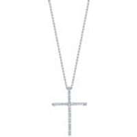 18K White Gold Diamond Cross Pendant