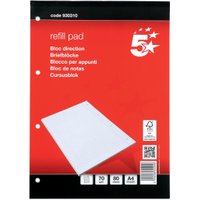 5 Star Office Headbound Refill Pad Ruled Margin 160 Pages A4 (10 Pack)