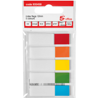 5 Star Office Index Flags 12x45mm - Assorted Bright (500 Pack) 935458