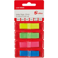5 Star Office Index Flags 12x45mm - Assorted Solid (800 Pack) 938225
