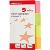 5 Star Office Index Paper Page Markers 20x50mm - Assorted Neon (1000 Pack) 938237