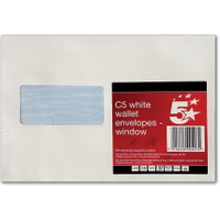 5 Star Office Peel and Seal C5 Windowed Pocket Envelope 80gsm - White (25 Pack) FS600407