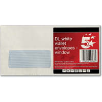5 Star Office Peel and Seal DL Windowed Envelope 80gsm - White (25 Pack) FS600388