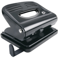 5 Star Office Plastic Base Metal Handle 2 Hole Punch Black 918788