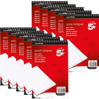 5 Star Office Shorthand Pad Wirebound 60gsm Ruled 160 Pages 127mm x 200mm Red/White (10 Pack)