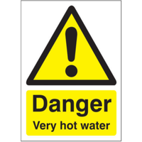 5 Star Safety Sign Danger Very Hot Water Vinyl 70mm x 50mm Yellow