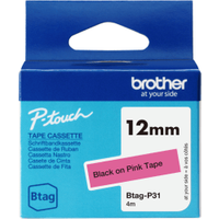 Brother Btag-P31 Black on Pink Tape 12mm x 4m (Original)
