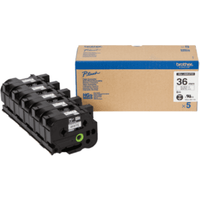 Brother HGe-261V5 P-Touch Black on White Tape 36mm x 8m - 5 Pack (Original)