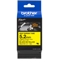 Brother HSe-611E Black on Yellow Heat Shrink Label Tape 5.2mm x 1.5m (Original)