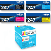 Brother TN-247 High Capacity Multipack - Set of 4 Toner Cartridges with Box of Copy Paper (Original)