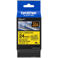 Brother TZE-SL651 P-Touch Black On Yellow Self-Laminating Labelling Tape 24mm x 8m (Original)
