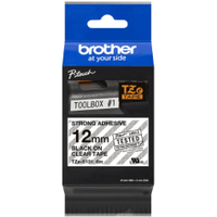 Brother TZe-S131 P-Touch Strong Adhesive Black on Clear Tape 12mm x 8m (Original)