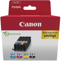 Canon CLI-551 Multipack - 4 Ink Cartridges - 6509B009 (Original)
