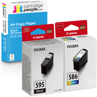 Canon PG-595 / CL-586 Multipack - Set of 2 Ink Cartridges with Ream of Copy Paper (Original)