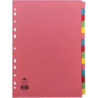 Concord Subject Divider 15-Part 160gsm A4 Assorted 71599/J15