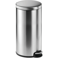 Durable Stainless Steel Pedal Bin Round 30 Litre Silver 3403