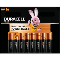 Duracell Plus AA Battery Alkaline 150% Extra Life Power Boost (16 Pack) 5009375+