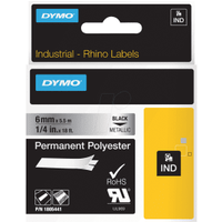 Dymo 1805441 Original Black on Metallic Permanent Polyester Tape 6mm x 5.5m (B-Grade)